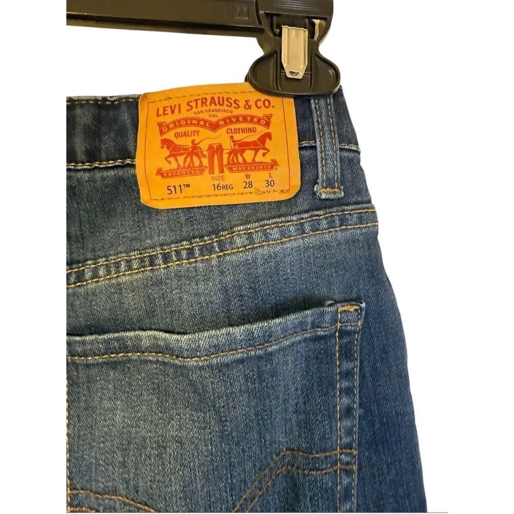 Levi’s Boys 511 Jeans Adjustable Waist Size 16R 28/30